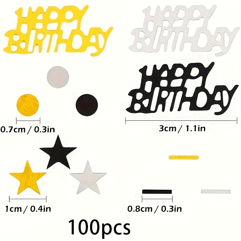 Image of 100pcs Pvc Black & Golden Birthday Party Confetti - Shiny Shapes (suitable For Birthdays, Halloween, Christmas Decorations) - Durable For Cake, Gift & Decor - Party Supplies,for Christmas, Halloween