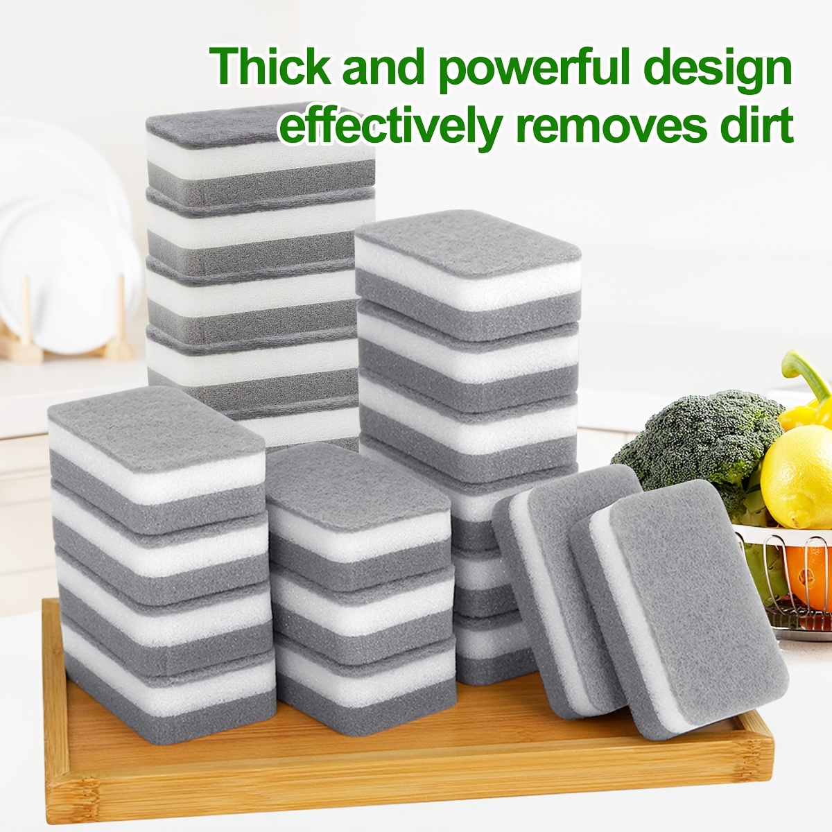 

6/12pcs Sponge For Washing Dishes, Cleaning Sponge, Double-sided Cleaning Brush, Kitchen Dish Cleaning Sponge, Washing Pot Brush, Sponge For Cleaning Bathroom, Bathroom Accessories