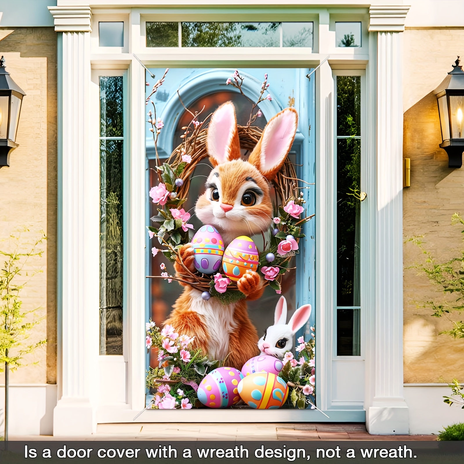 

2d Door Banner, Easter Bunny & Door Curtain - "x35.4" Polyester Wreath For Party Decor, Gardens And Yard Celebrations