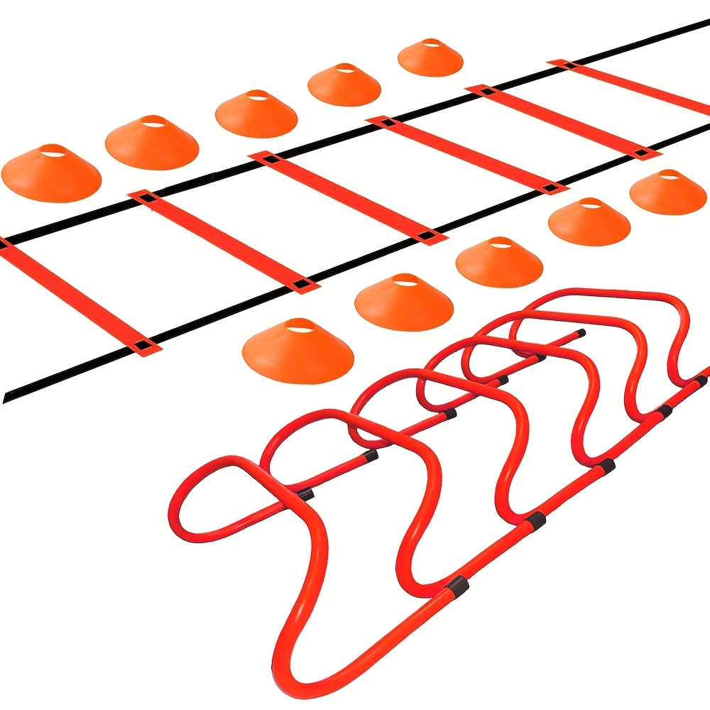 TEMU Ladder And Cones Training Set Adjustable Running Ladder With 10 Plastic Sports Cones For Training
