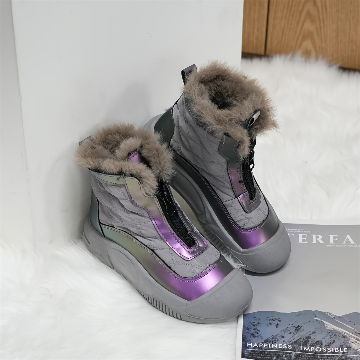 new fashionable versatile trendy short boots     low price outdoor warm winter high top casual ankle shoes Product details 4