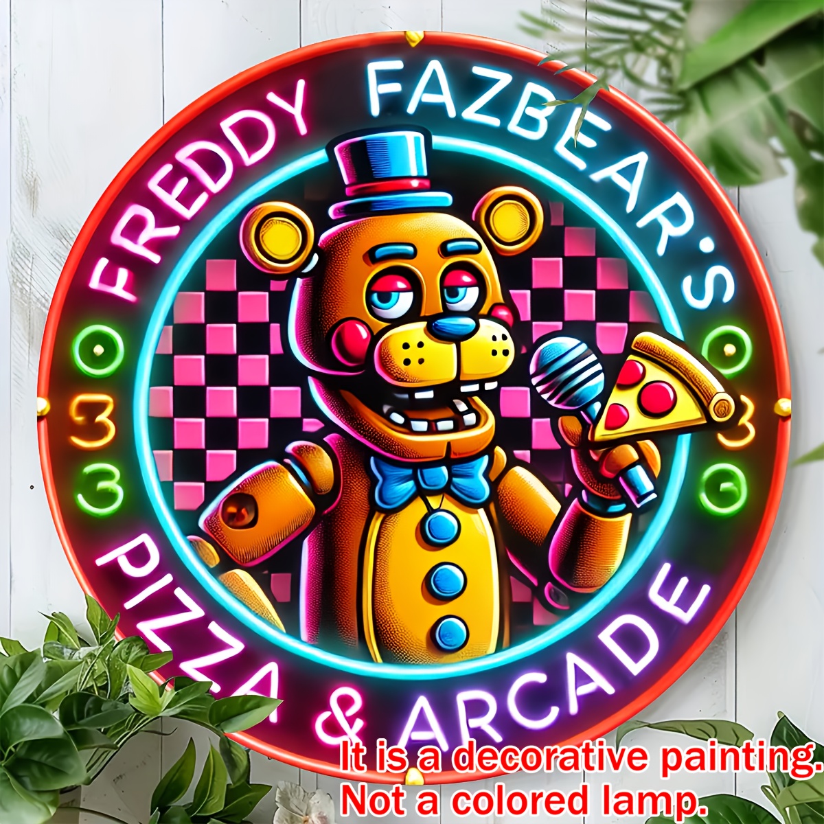 

Room Decor 1pc Fazbear's Pizza Arcade Retro Round Aluminum Sign, 7.8x7.8 Inches, Waterproof & Rustproof, Heat & Cold Resistant, Wall & Door Decor For Home, Farmhouse, Porch - Spring Holiday Gift Idea