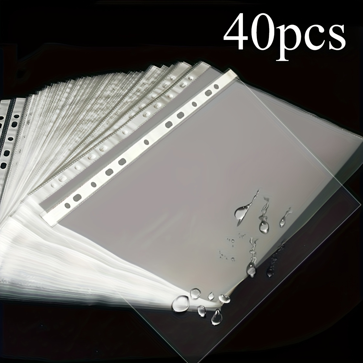 40pcs Transparent A4 Plastic Folders With Punch Holes, Durable & Stackable For Office Organization, Compatible With File Protectors, Enhances Aesthetics & Productivity, Desk File Organizer