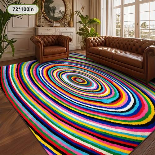 large modern ow mat with multicolor spi l pattern plush soft outdoor like print red white machine washable non slip rubber backing jumbo sizes up to 23ft for living room bedroom