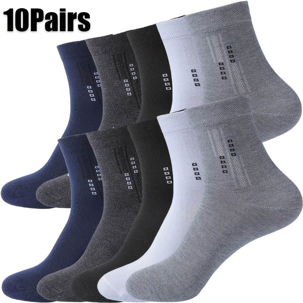 E-shop 10 Paar Herren Crew-Socken bis zur Wadenmitte, bequeme, atmungsaktive, feuchtigkeitsableitende schweißresistente Ganzjahres-Freizeitsocken, für