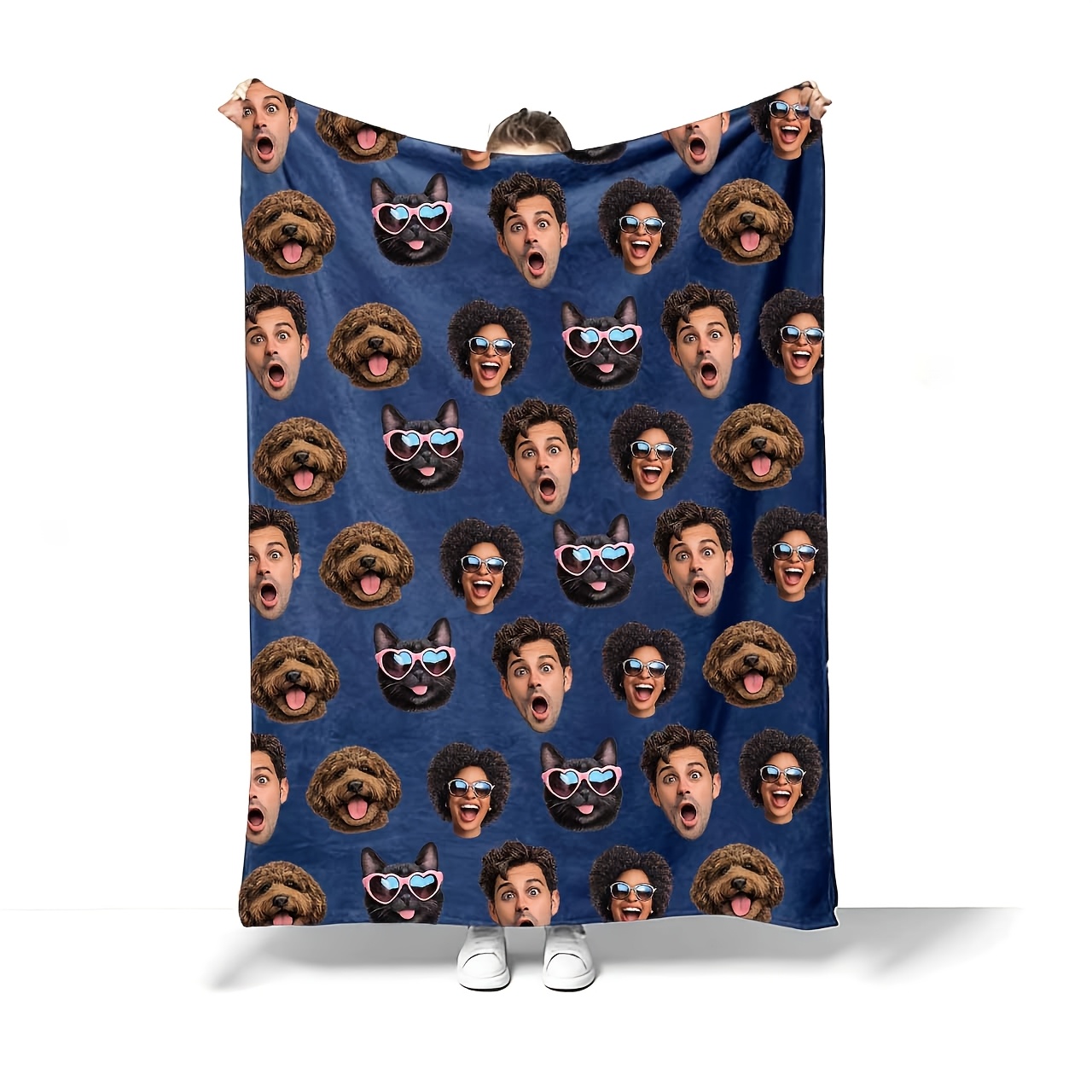 TEMU 1pc Personalized Face Blanket, Best Gift For Mom, Dad Birthday Gift, Unique Christmas Present, First Birthday Gift, Prank Gag Gift, Custom Pet