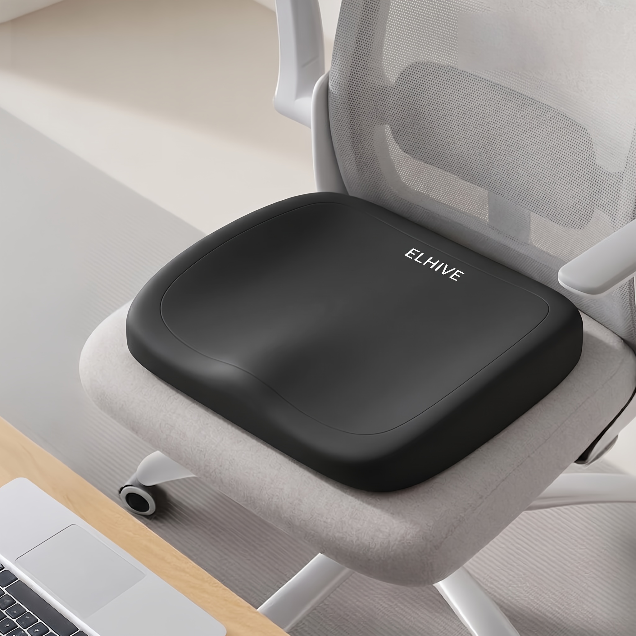 TEMU 1pc 10-hour Ergonomic Memory Foam Office Chair Cushion – Adjustable Hip And Lumbar Support, Suitable For Home, Car, And Office Use – Only –