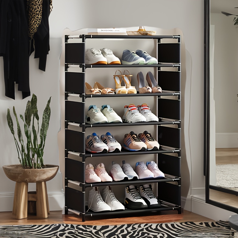 

1pc Space-saving 7-tier Shoe Rack - Easy Assembly, Stackable & Expandable Design With Metal Frame, Ideal For Entryway, Dorms & Rental Homes, Shoe Storage Organizer