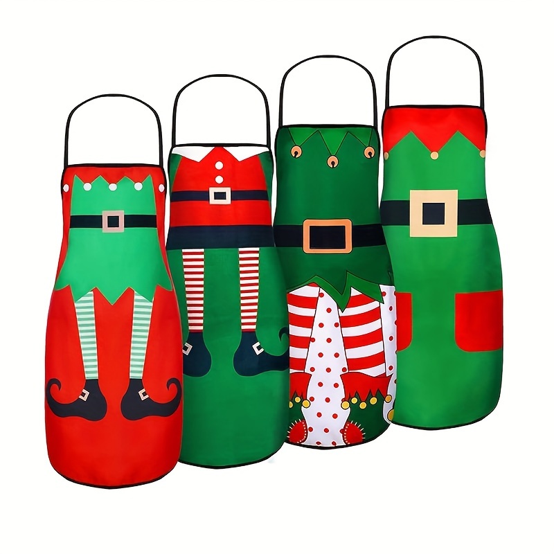 

Set Of 4 , Cute Kitchen Cooking Apron, Christmas Elf Santa Snowman Apron, Adjustable Kitchen Cooking Apron, Funny Women's Chef Apron