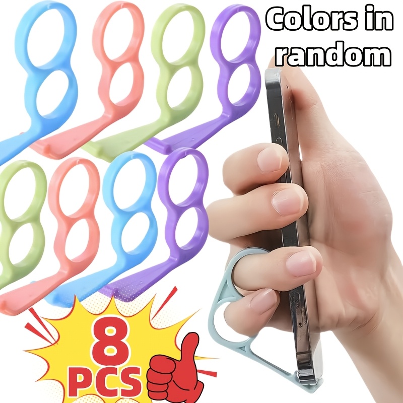 8pcs Random Color Mobile Phone Grips, Advanced Pp Anti-slip Finger Ring Holder, Safe For Handheld And Desktop Stand, Universal For All Smartphones
