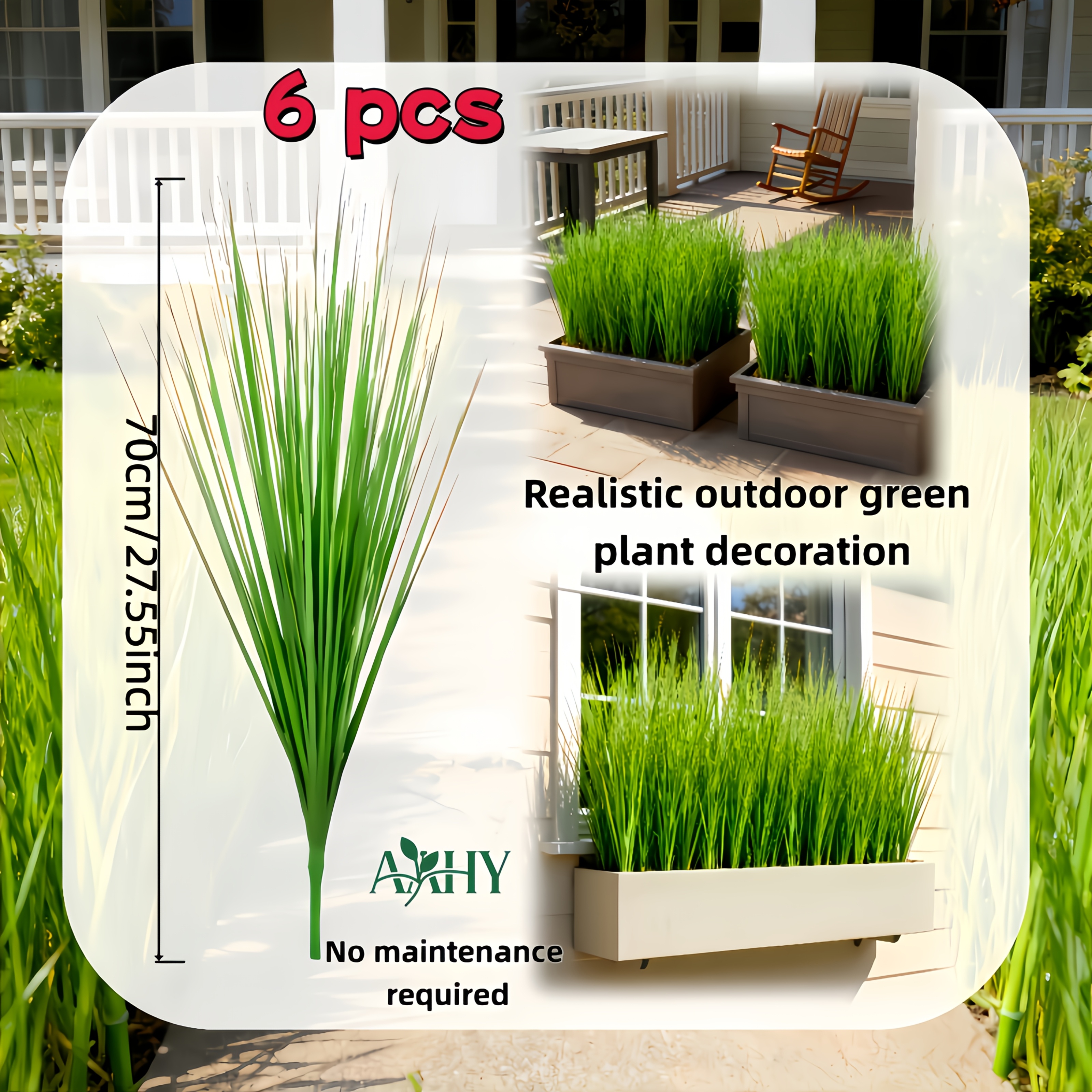 Image of Aahy 6-pack 27.55-inch Lifelike Artificial Pampas Grass Plants, Featuring Leaves For High Maintenance. Ideal For Indoor And Outdoor Settings, Such As 's Day, Valentine's Day, Easter, Mother's Day, And