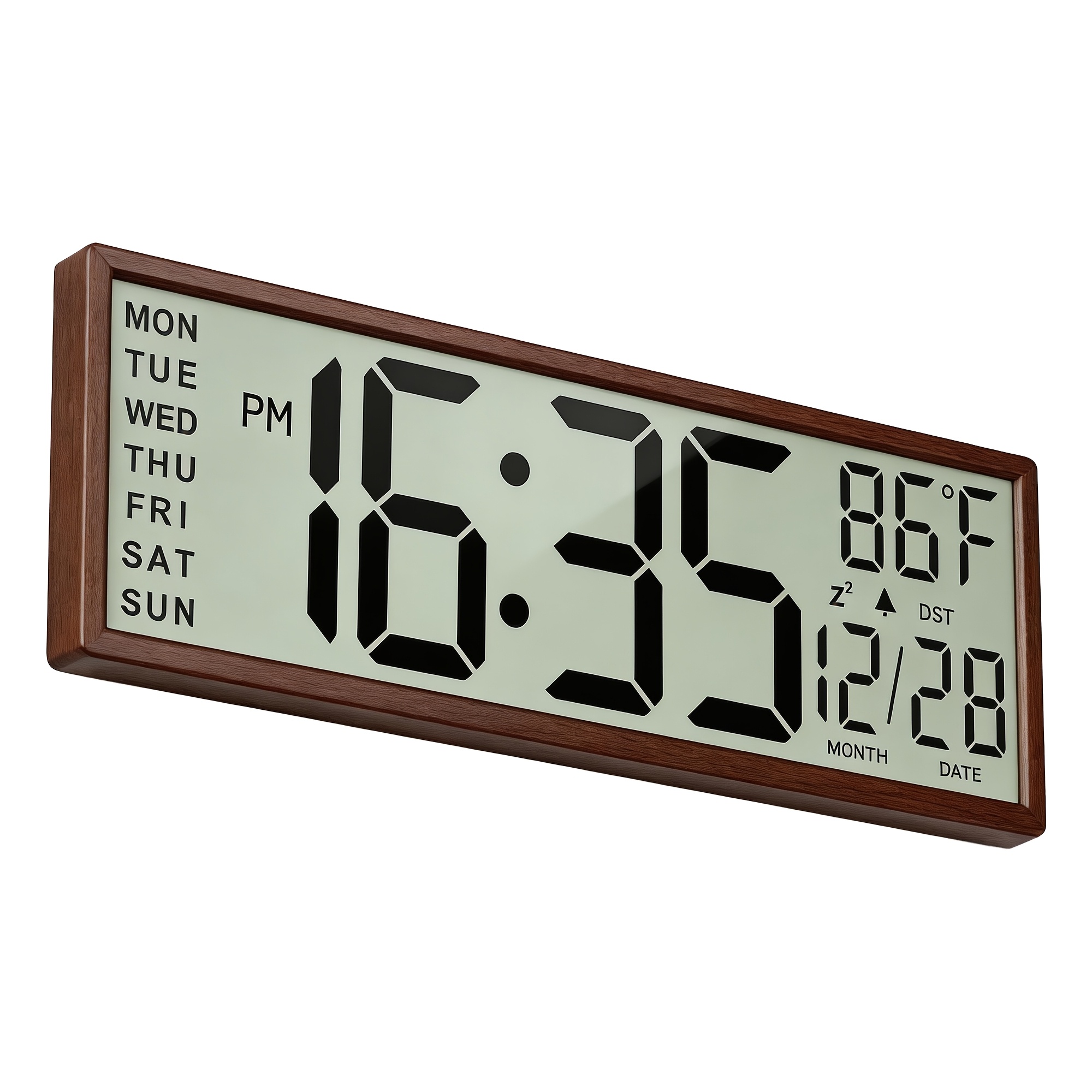 TEMU 15" Large Digital Wall Clock Battery Operated, Wall Clock With Large Display Numbers, Calendar, Auto Dst, Clocks For Living Room, Kitchen,