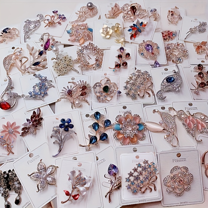 

5/15pcs Luxury Flower Brooches - Sparkling , Elegant Women's Corsage Accessories, Wedding, Party, Daily Or Formal Occasions