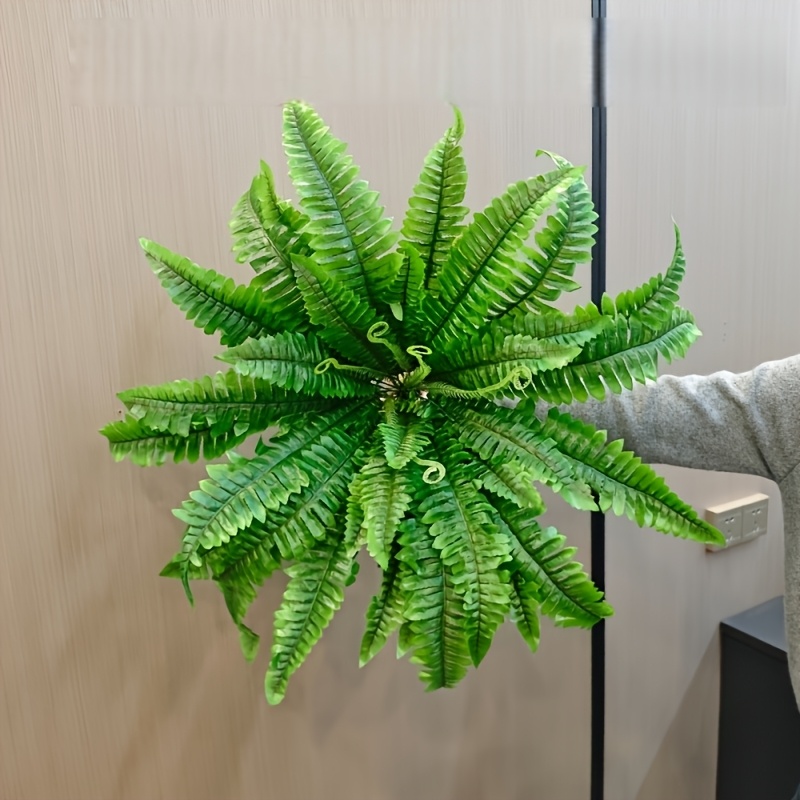 TEMU 2pcs Uv-resistant Artificial Boston Ferns With 48 Leaves - Realistic Fake Ferns, Suitable For Home, Office, Garden Decor, Party Events - Fabric