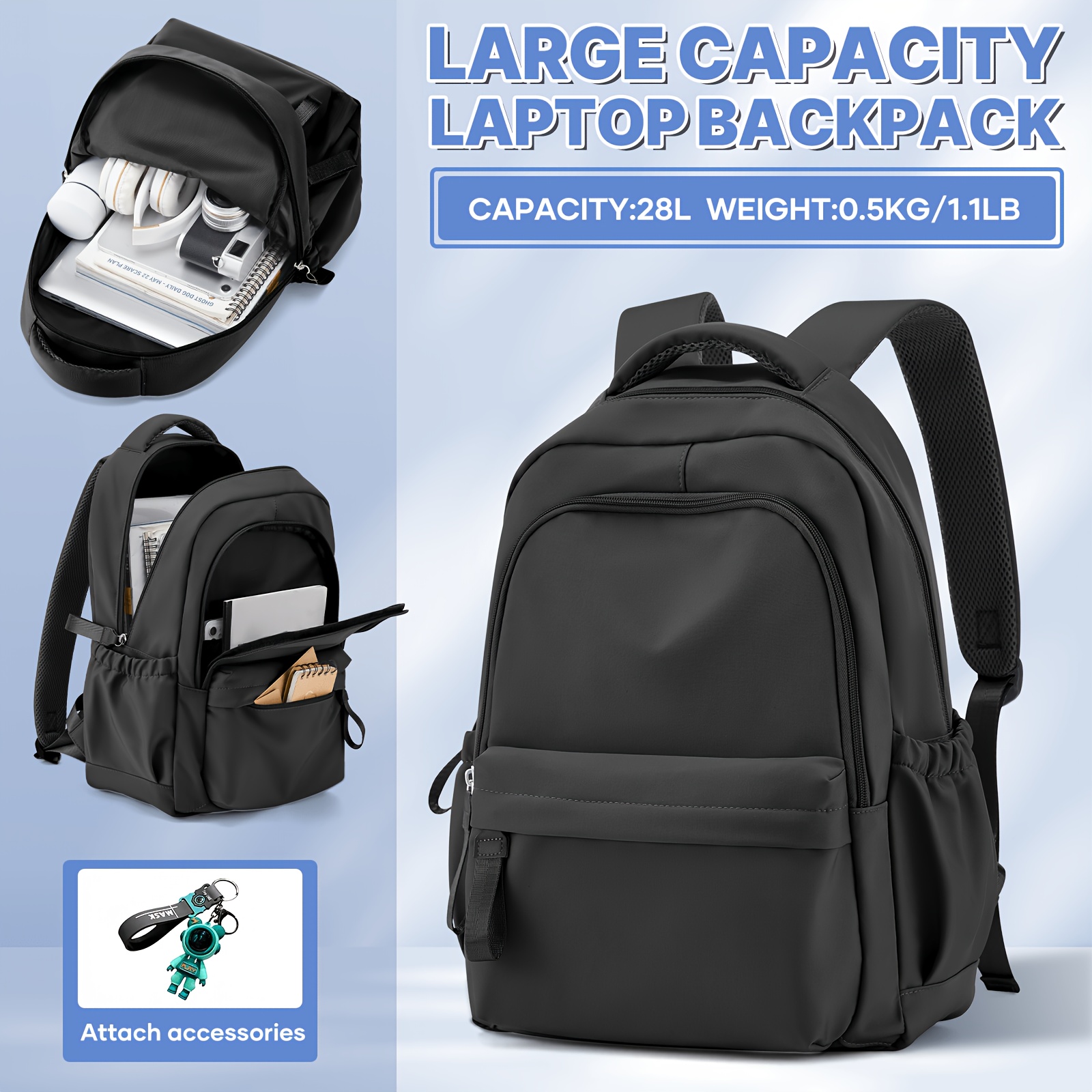 TEMU Casual Laptop Backpack With Large Capacity, Suitable For Carry-on, Multiple Compartments, Can Hold A 14-inch Laptop, Suitable For Occasions, In