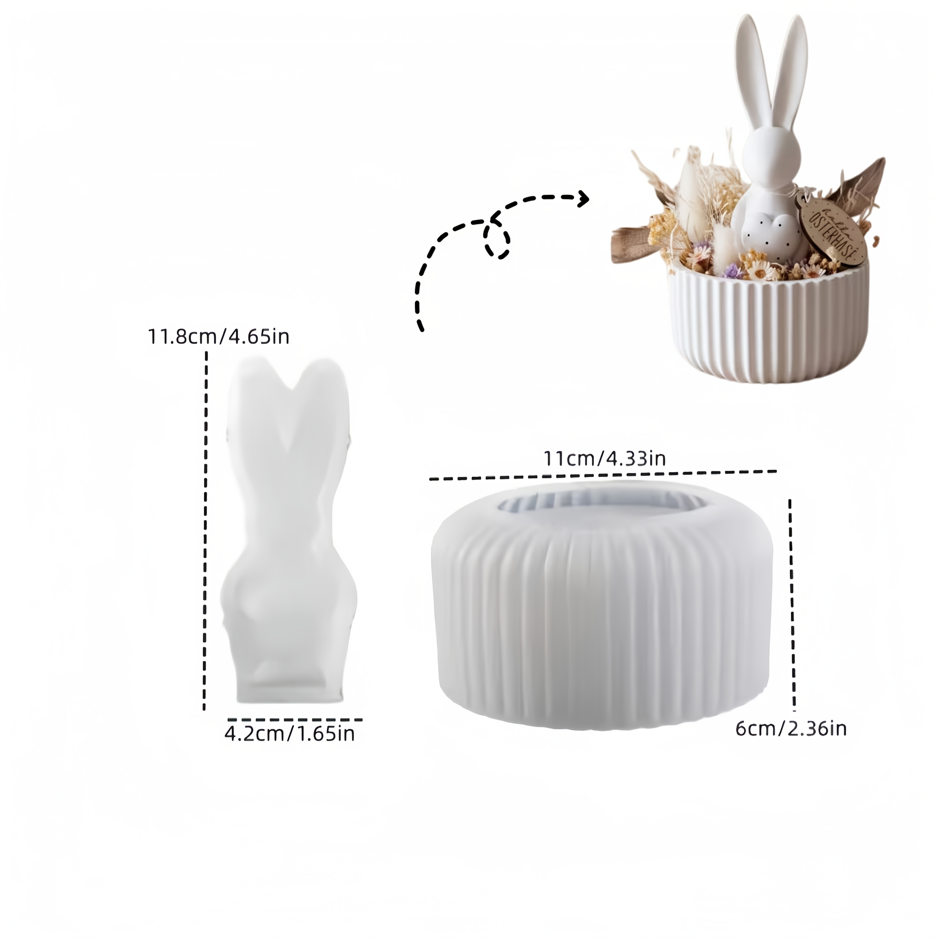 Image of 2pcs Clay Mold Set | Includes Semi-3d Heart-shaped Rabbit And Striped Storage Box Silicone Molds For Resin And Candle Making, Ideal For Craft Gifts And Desktop Decoration - Silike Lufei