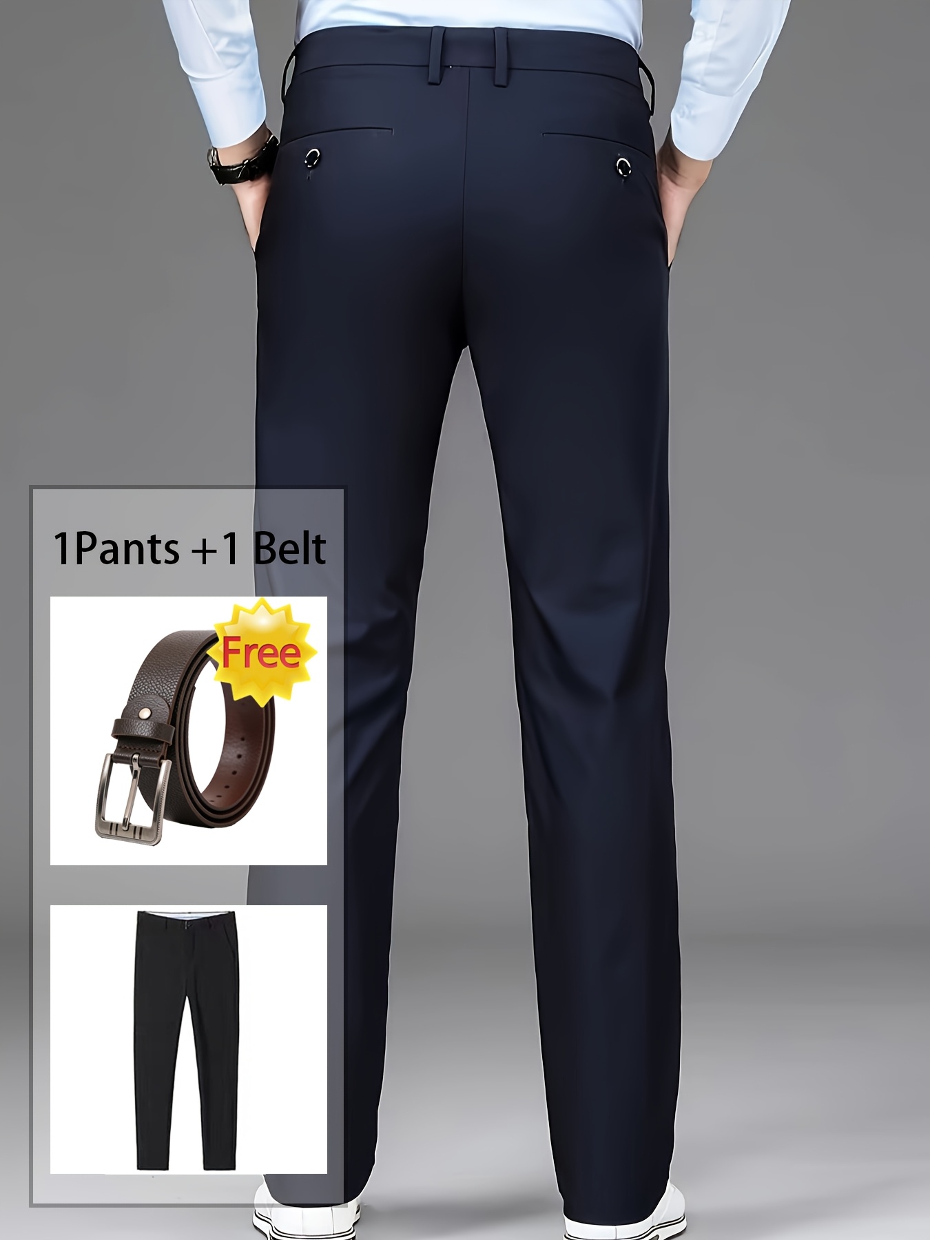 Men's Professional Business Trousers, Stretch, Wrinkle-resistant and Iron-free, Formal & Casual Loose Straight-leg Suit Pants, Versatile for Office Workers, Ideal Gift for Work Wear