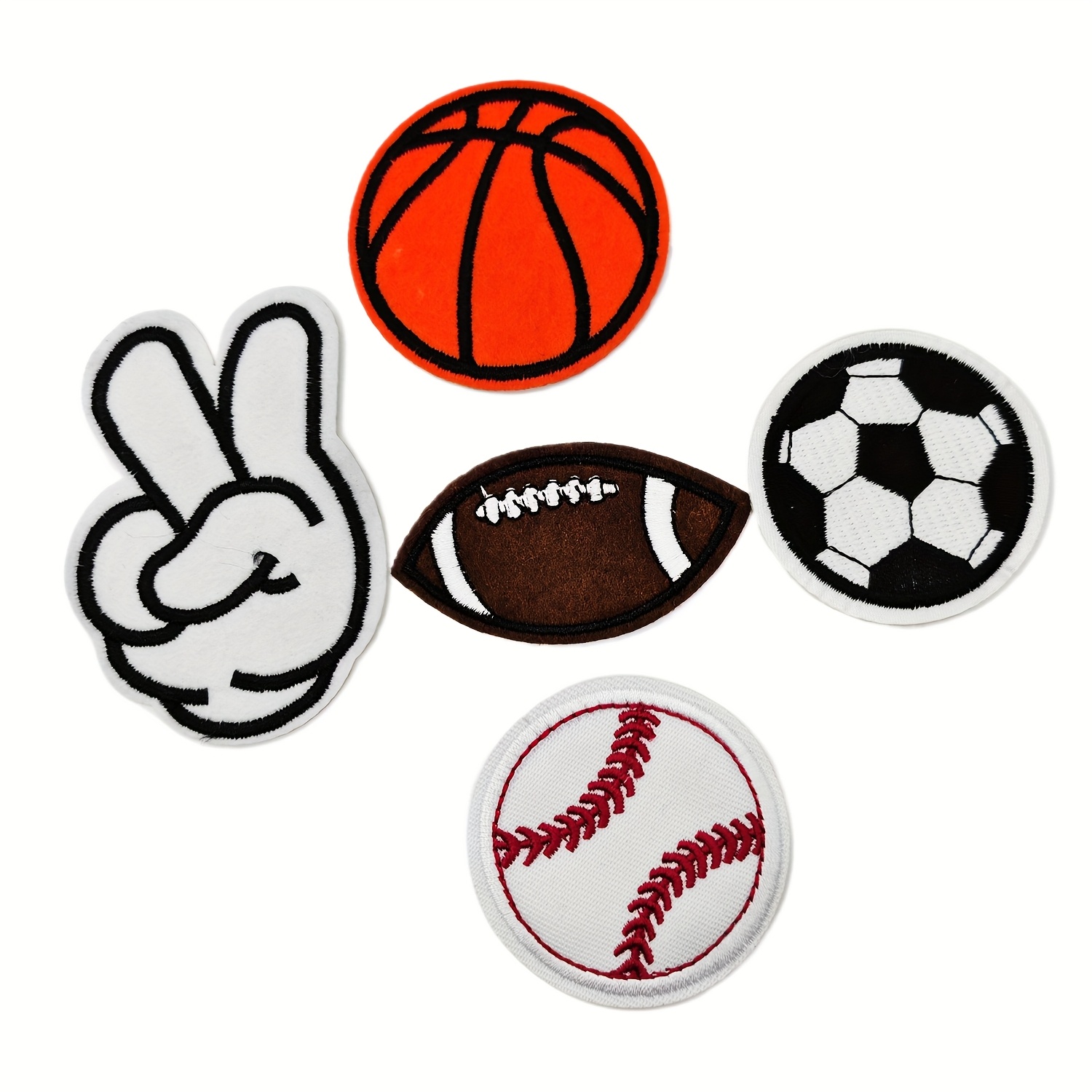 TEMU Un ensemble de 5 écussons mignons de dessins animés sur le thème du sport, comme le basketball, le soccer, le et le baseball, parfaits pour les