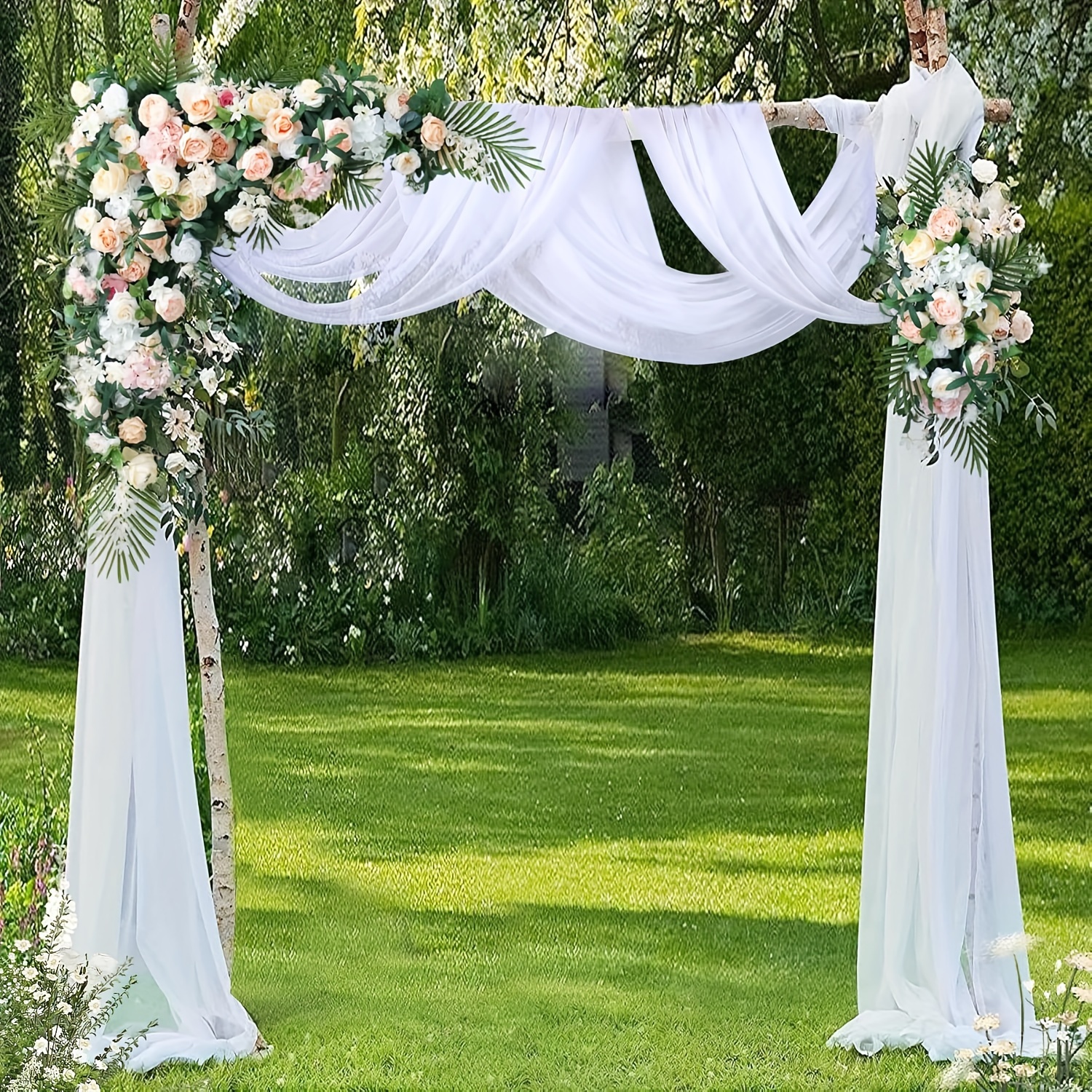 

1pc Elegant 28" X 19ft White Chiffon Drapery Panel - Ideal For Weddings, Christmas & All Celebrations - Sheer Fabric, Frameless Design, Outdoor & Indoor Decor