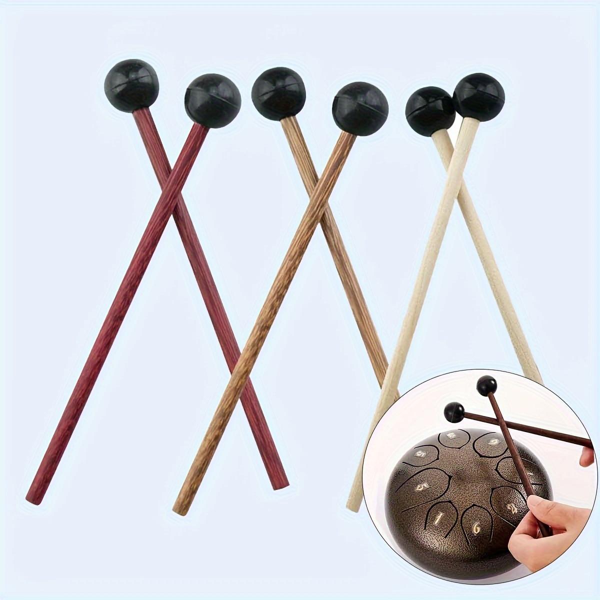 

4pcs Steel Tongue Drum Mallet, Beginner's Rubber Drumsticks 6in/8inch Percussion Instrument Parts For Beginner Drummers And Practitioners