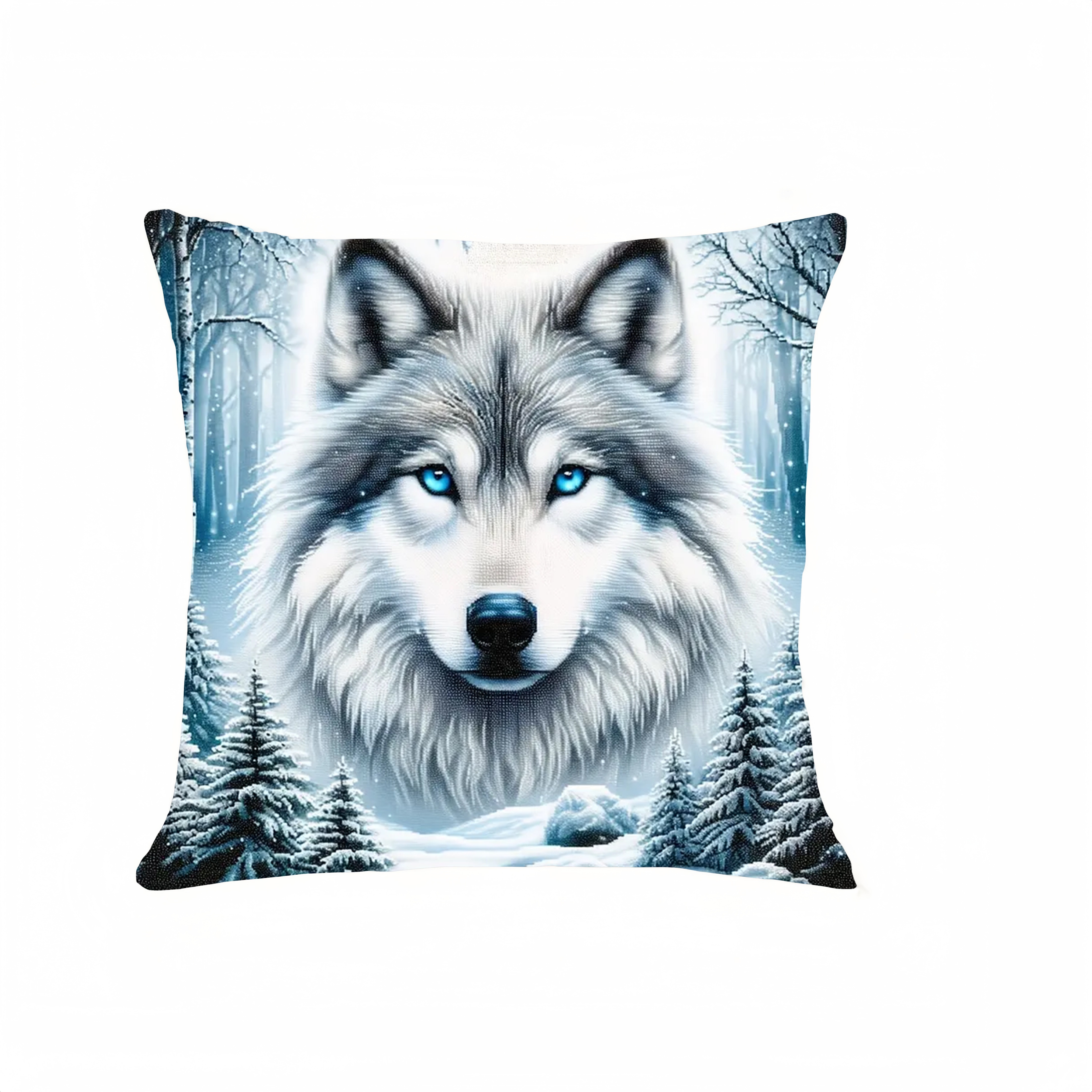 

1pc Wolf Print Decorative Pillowcase In Snow Scene, Cushion Back Cover, Suitable For Home Bedroom, Sofa Living Room Decoration, Zipper Closure, Machine Washable (excluding Pillow )