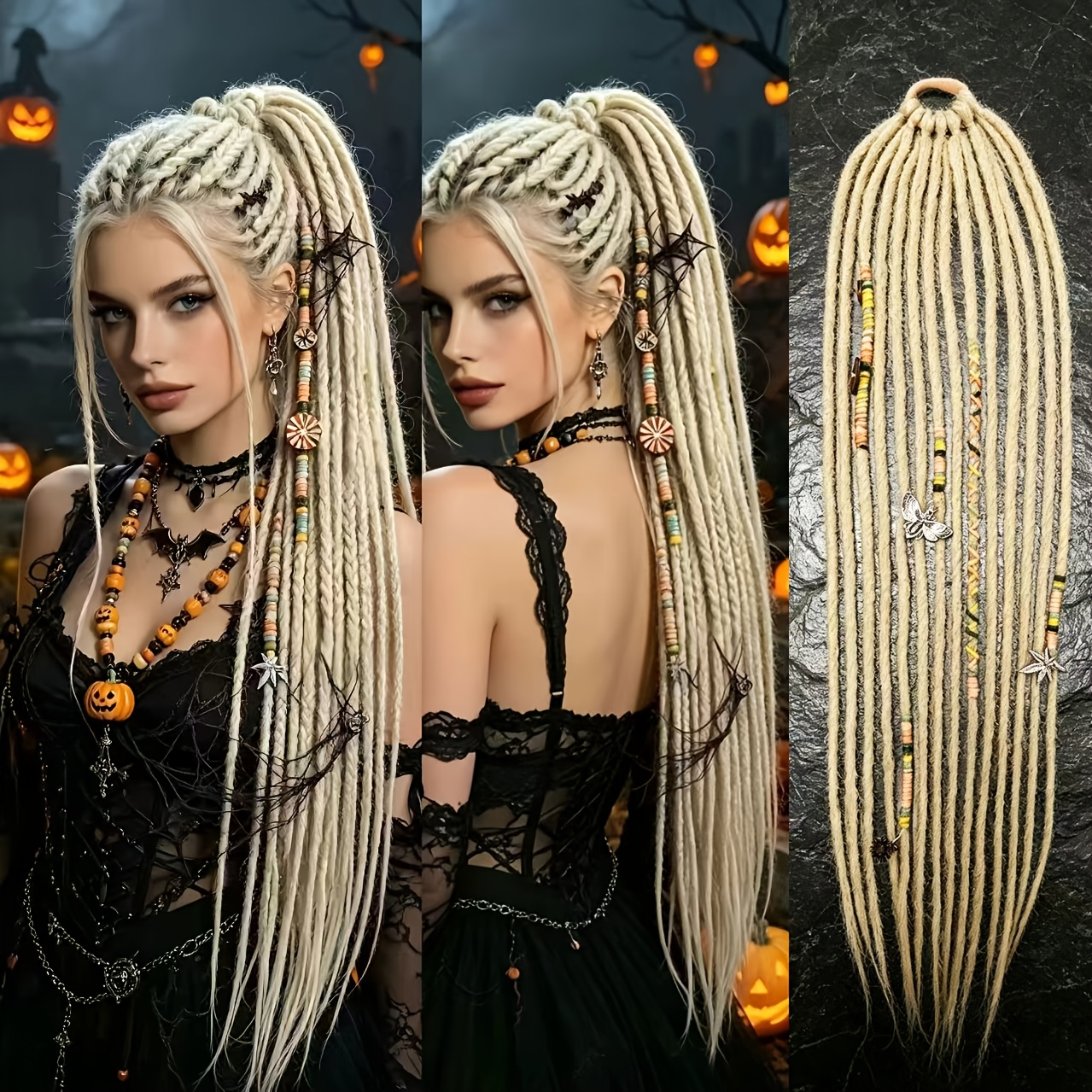 TEMU Light Golden Women's Wig, Dreadlock Style Ponytail Wig With Additions, , Suitable For Daily Use, Parties, Or Gatherings, Halloween Costume Wig
