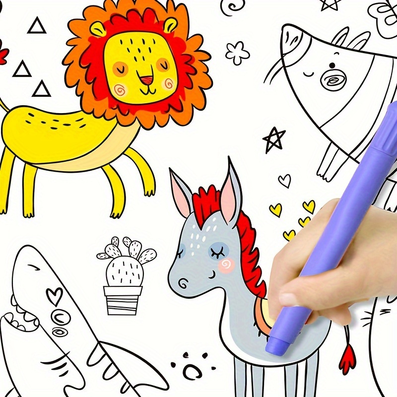 Rouleau de dessin pour enfants, rouleau de papier à colorier pour enfants,  autocollants de coloriage mural de rouleaux de papier de remplissage de  couleur