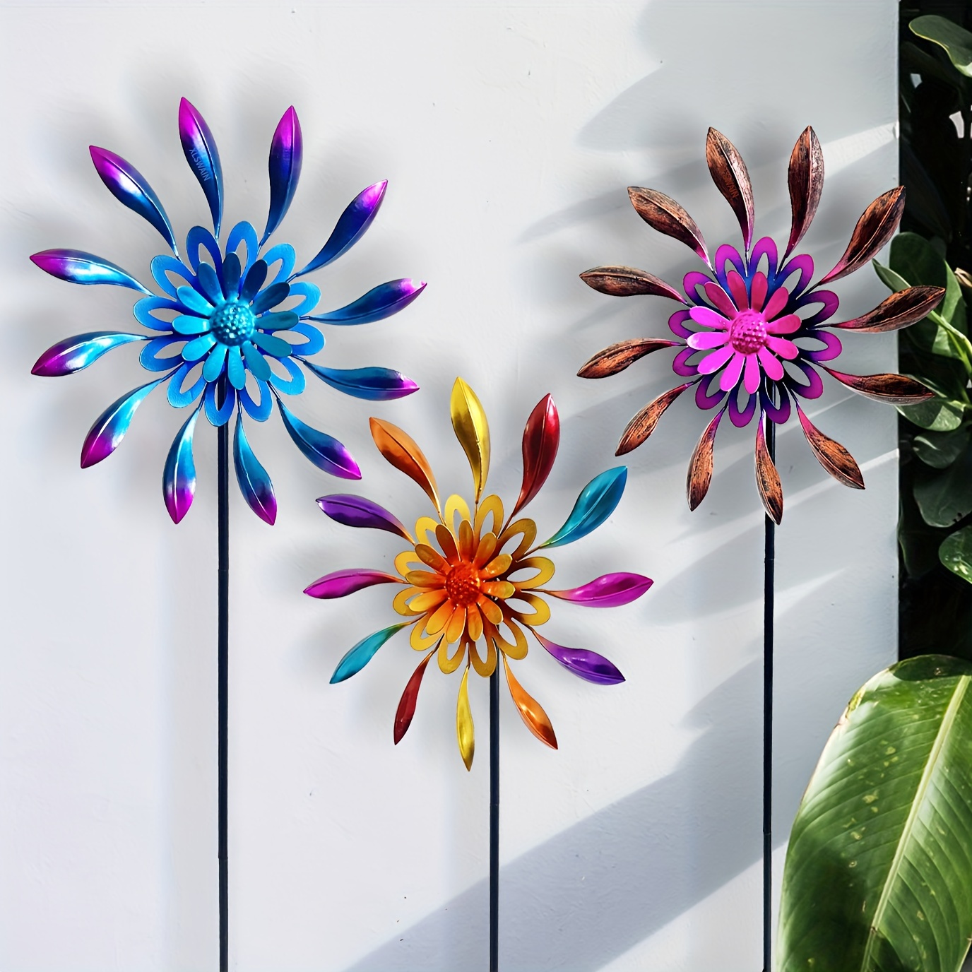 

Xlswain Metal Garden Wind Spinners , Outdoor Half Sphere Flower Windmill, Yard Art Stake Wind Spinner, Decorative Lawn Ornament Without Electricity Or Battery.