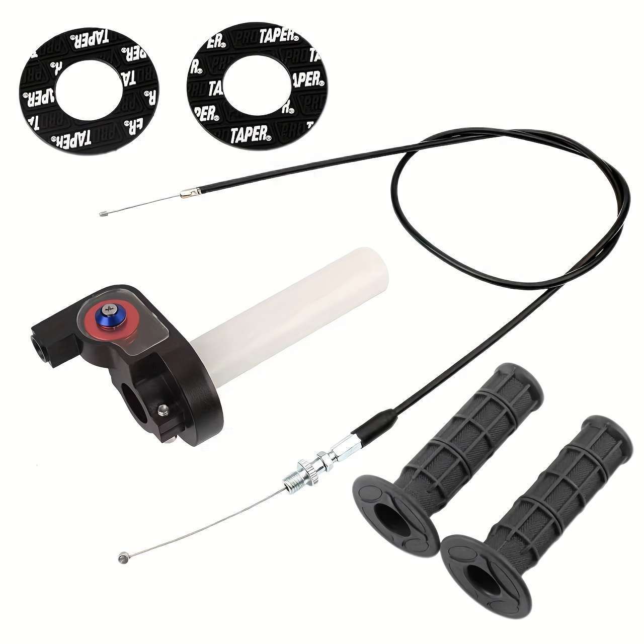 TEMU Ajuste Universal para Moto ATV 50-250CC - Kit de Modificación de de Giro Rápido 4 en 1: Puños de Manillar de 22 mm + Empuñadura de + Cable de de