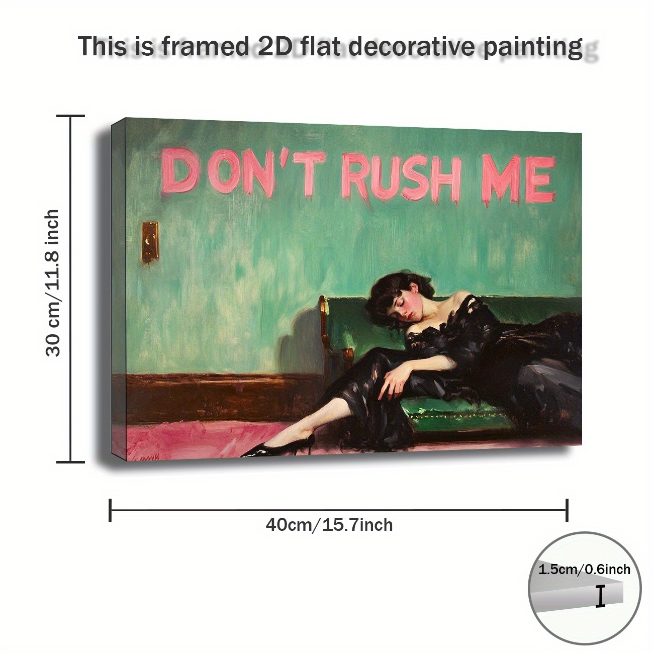 TEMU 1pc Vintage-inspired 2d Wooden Frame Canvas Painting - "don't Me" In Pink, Oil On Canvas, 11.8x15.7 Inch, Bedroom, Living Room, Bathroom, Or