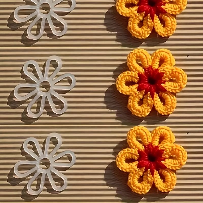 

30pcs White Plastic Crochet Chrysanthemum Charms - Six-petal Flower Embellishments For Knitting And Crafting Accessories