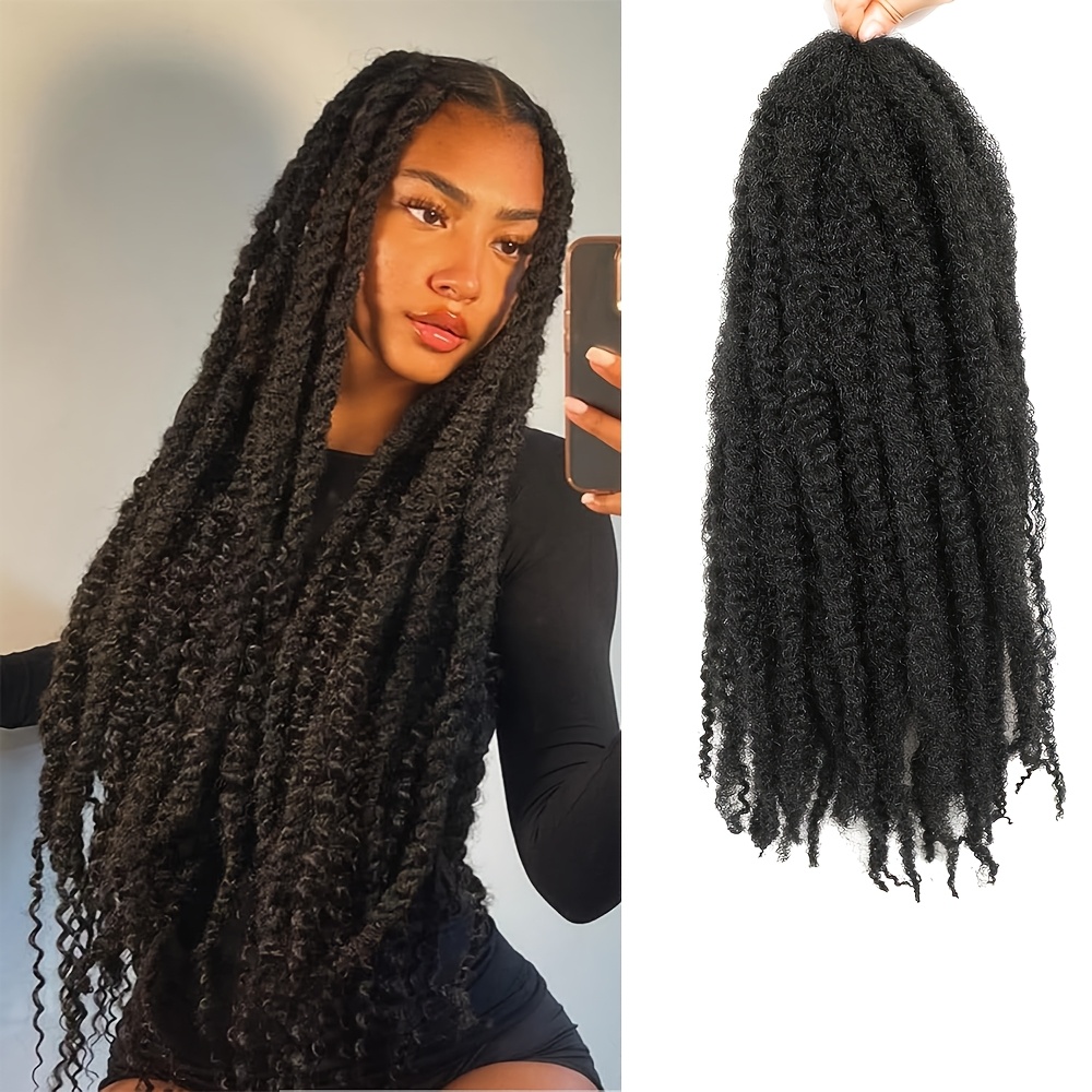 TEMU Cheveux Tressés Twist 24 pouces, Cheveux Cuban Twist, Cheveux Afro Twist Faux Locs, Extensions de Cheveux Synthétiques Crochet