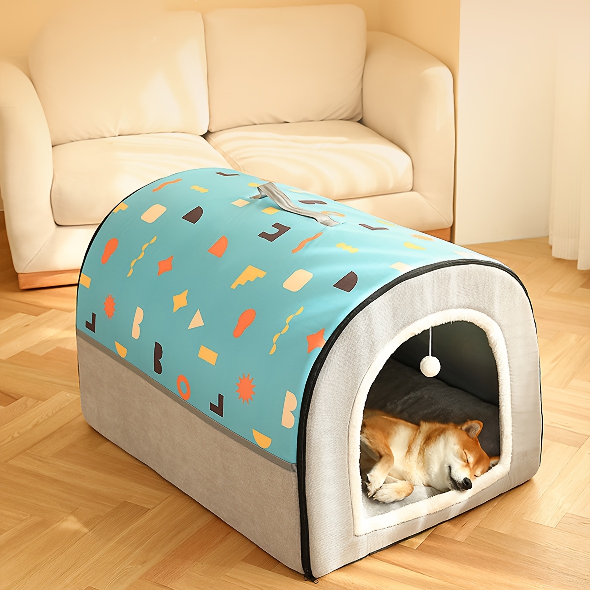 dual use enclosed dog house playpen cozy pet bed Temu Spain