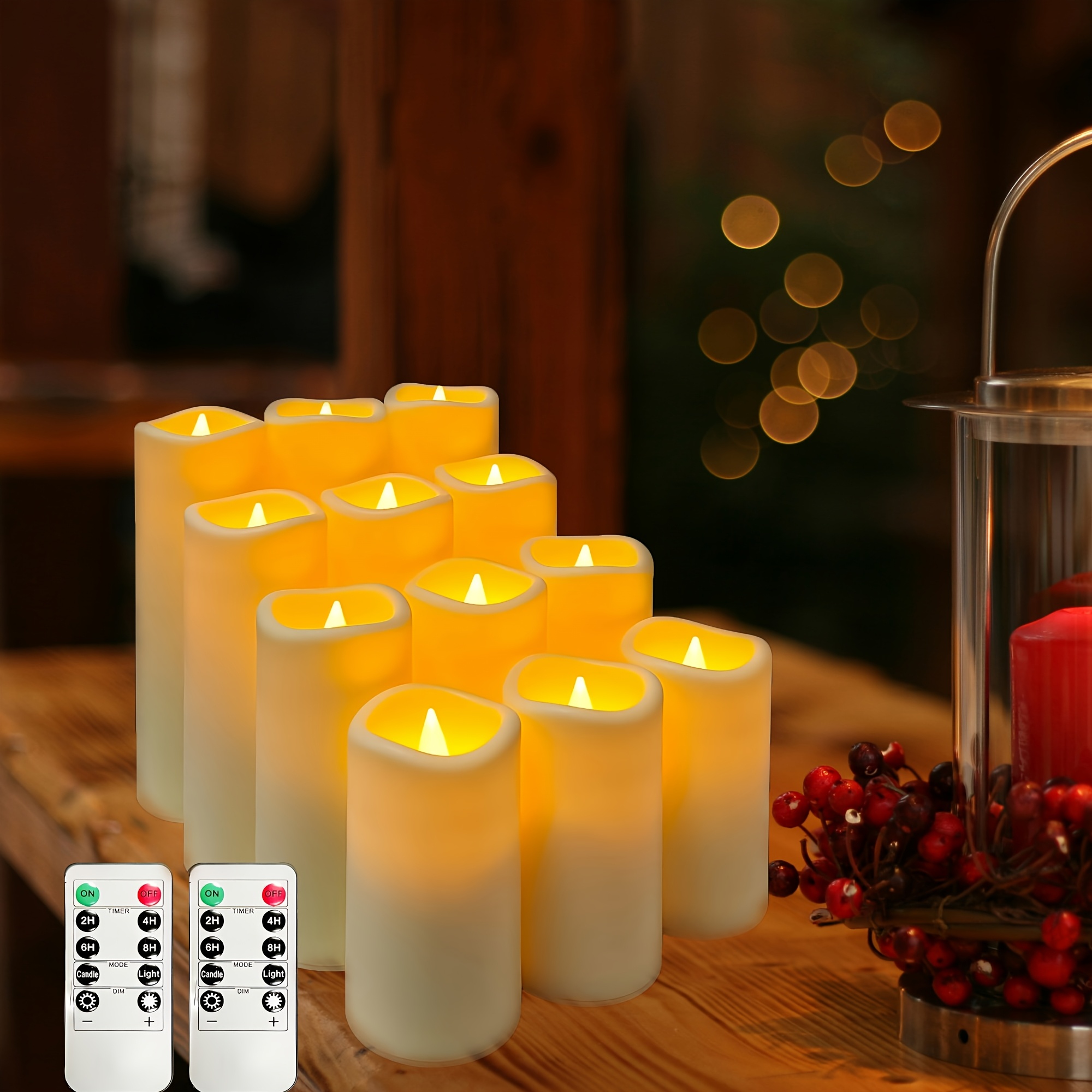 4-pack/12-pack led-ljus i form av elektroniska ljusstakar med fjärrkontroll och timerfunktion för födelsedagsfester, frierier och alla hjärtans dag