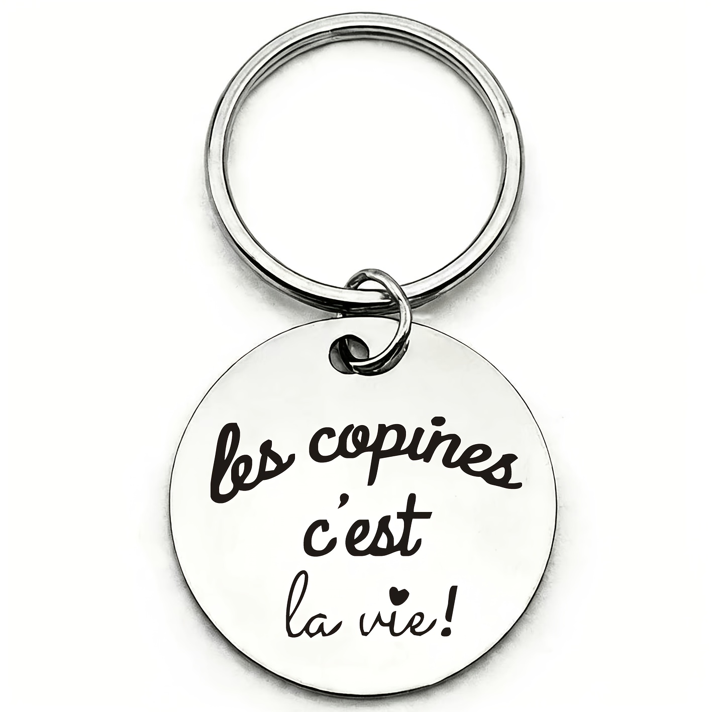 TEMU 1pc, Breloque en acier inoxydable style floral écrit à avec "Les Copines !" pour , cadeau d' idéal pour , et la