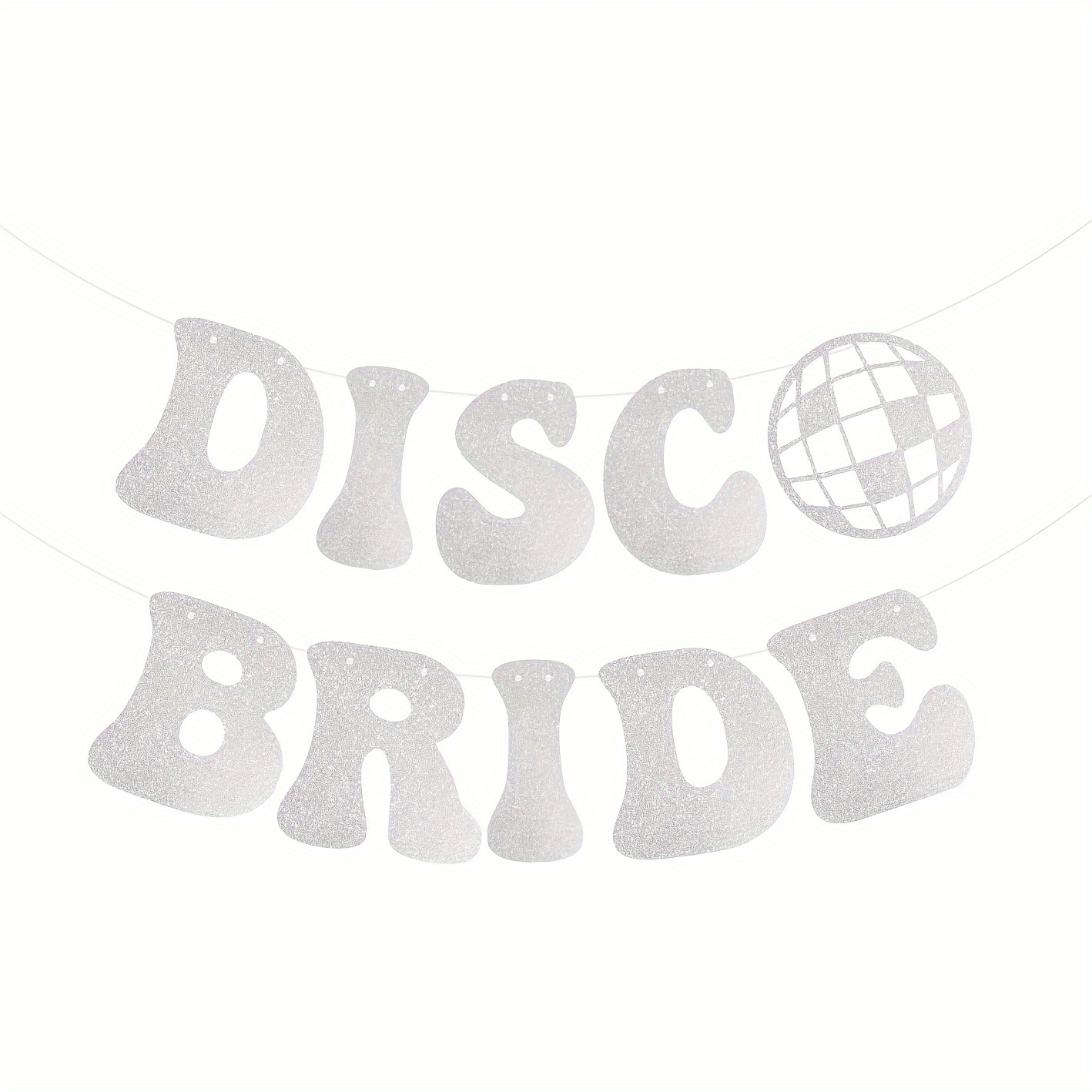 Image of 1 Set Glittering Disco Bride Party Banner With Disco Balls - Paper Garland Decorations For Birthday, Bridal Shower, Wedding Celebration In Black, Silvery For Outdoor Garden Holiday Display