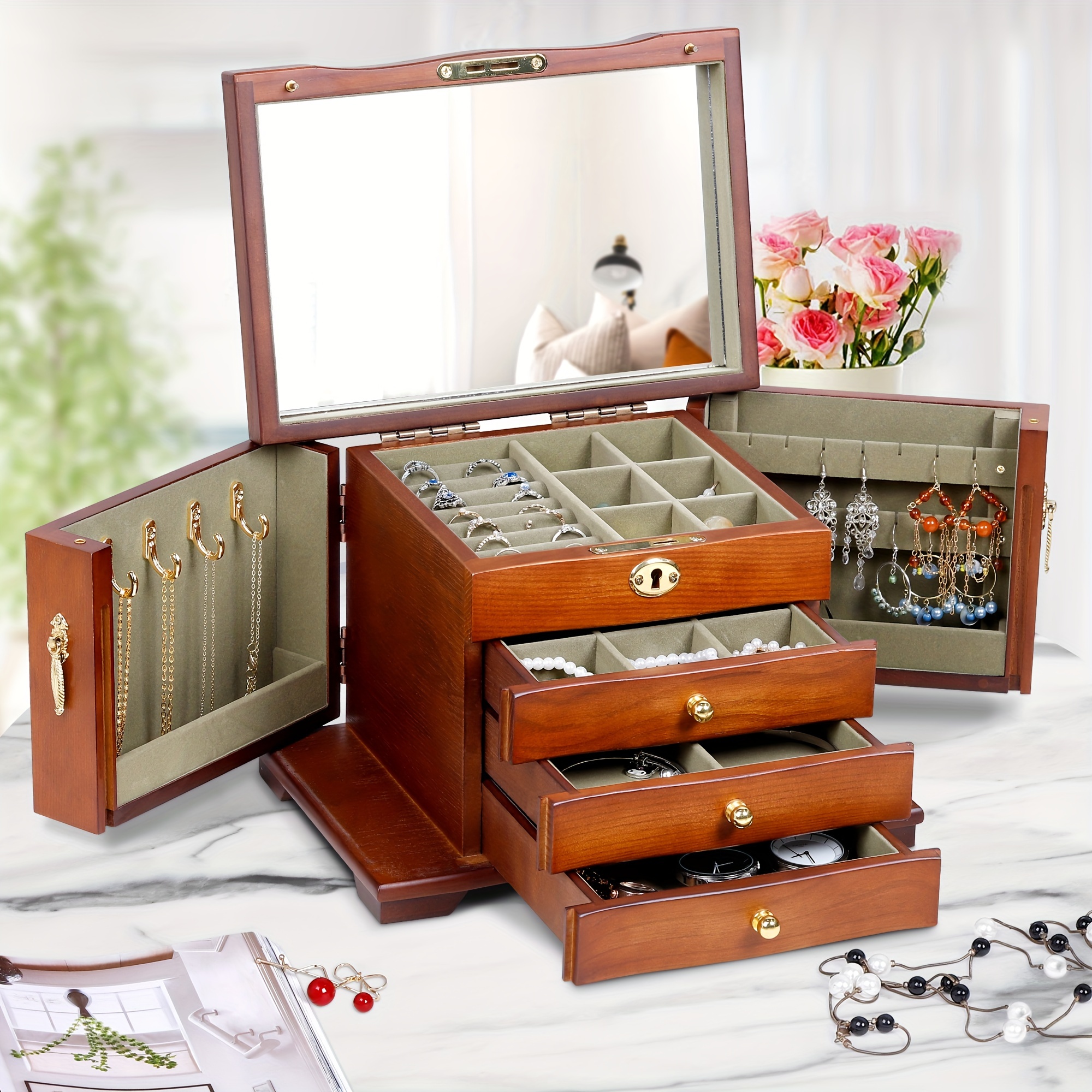 Deals Vintage Jewelry Organizer Box, Necklace Bracelet Ring Earrings Jewelry Storage