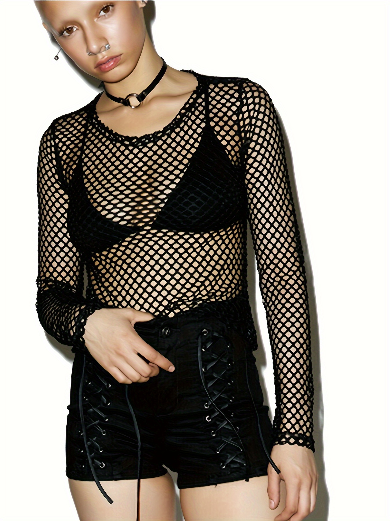 fishnet blouse