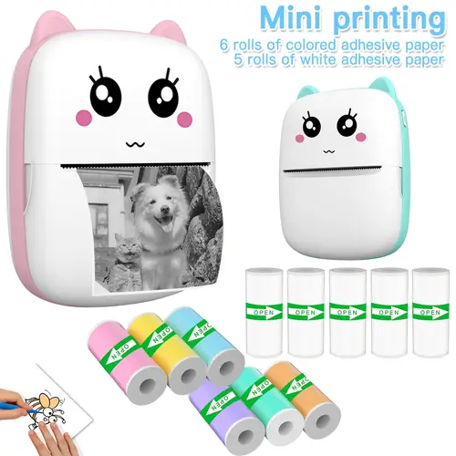 portable label printer wireless thermal printer compatible with ios android mini inkless printer suitable for pictures notes receipts