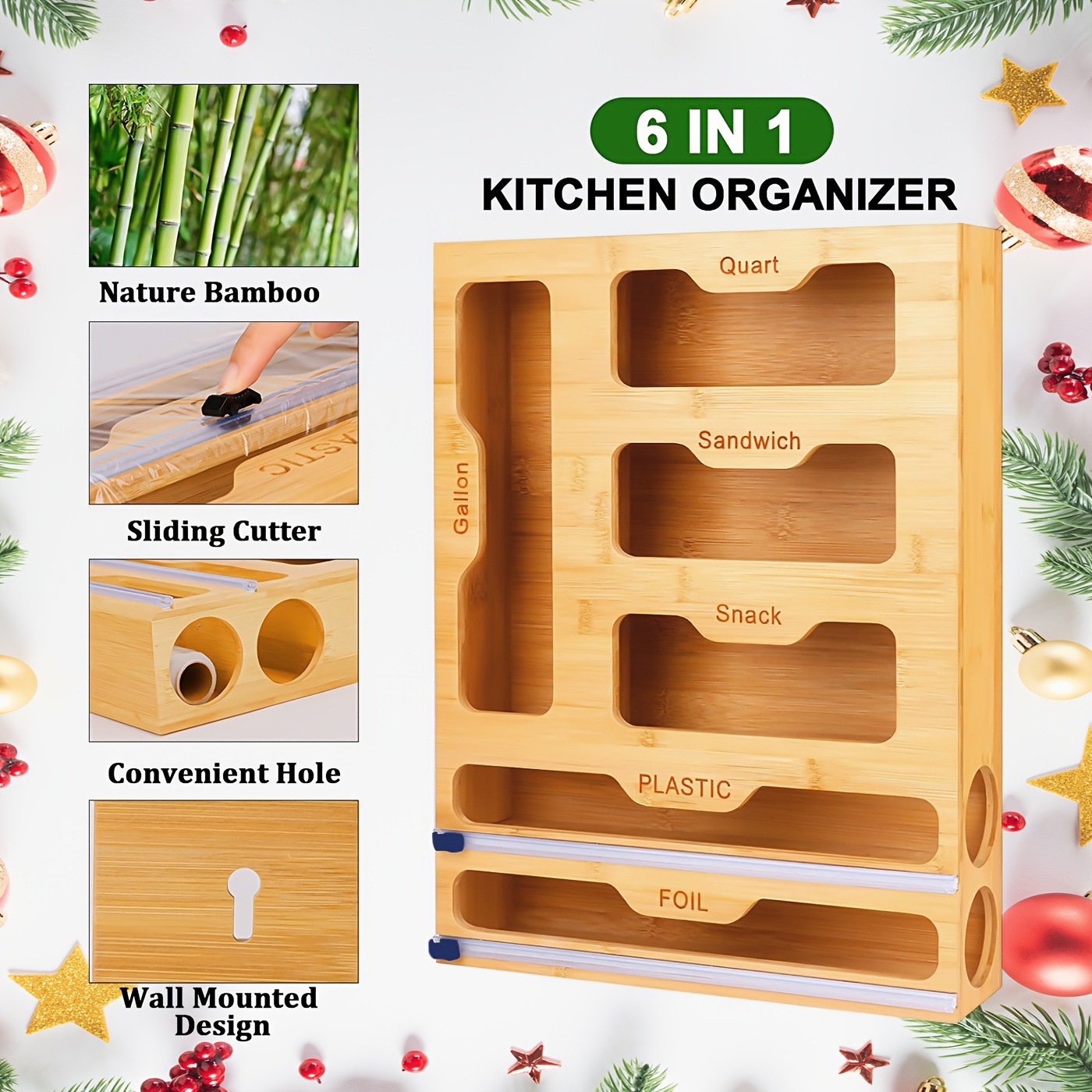 Bamboo Storage Bag Organizer Drawer Organizer Kitchen Drawer...