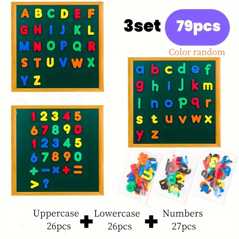 Image of 26/27/53/79/105pcs Educational Magnetic Alphabet Refrigerator Sticker, Number Teaching Toys For Classroom Kids Learning Spelling And Play - Back To School, Christmas, Halloween Gifts - Color Random