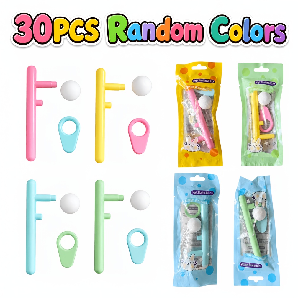 TEMU 30pcs Pocket Games, Magic Floating Blow Ball Sticks, Classic Floating Blow Ball Toys, Toys, For Lung Capacity Exercise, Ideal For Classroom