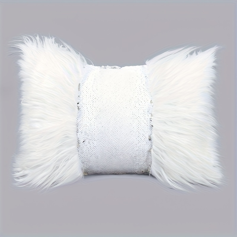 1pc, Luxury Sequin Fur Cushion Cover - Soft Plush Throw Pillow Case With Zipper - Perfect For Home Decor And Living Room Decor