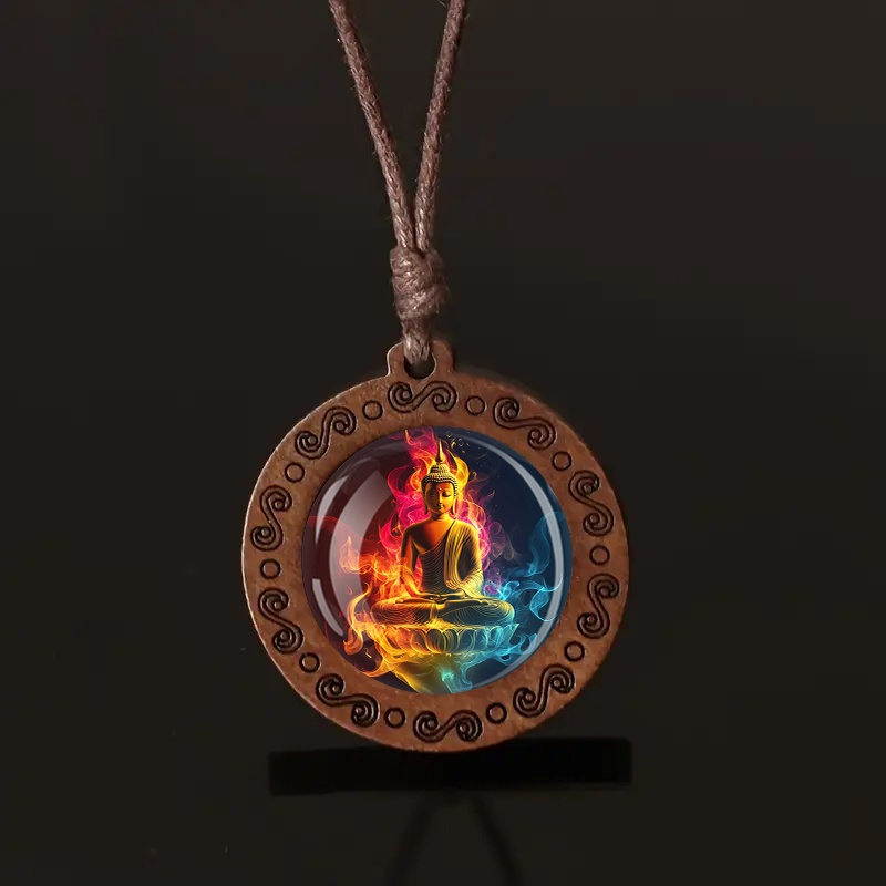 Twin Flame Shadow Wooden Pendant Necklace, Unisex