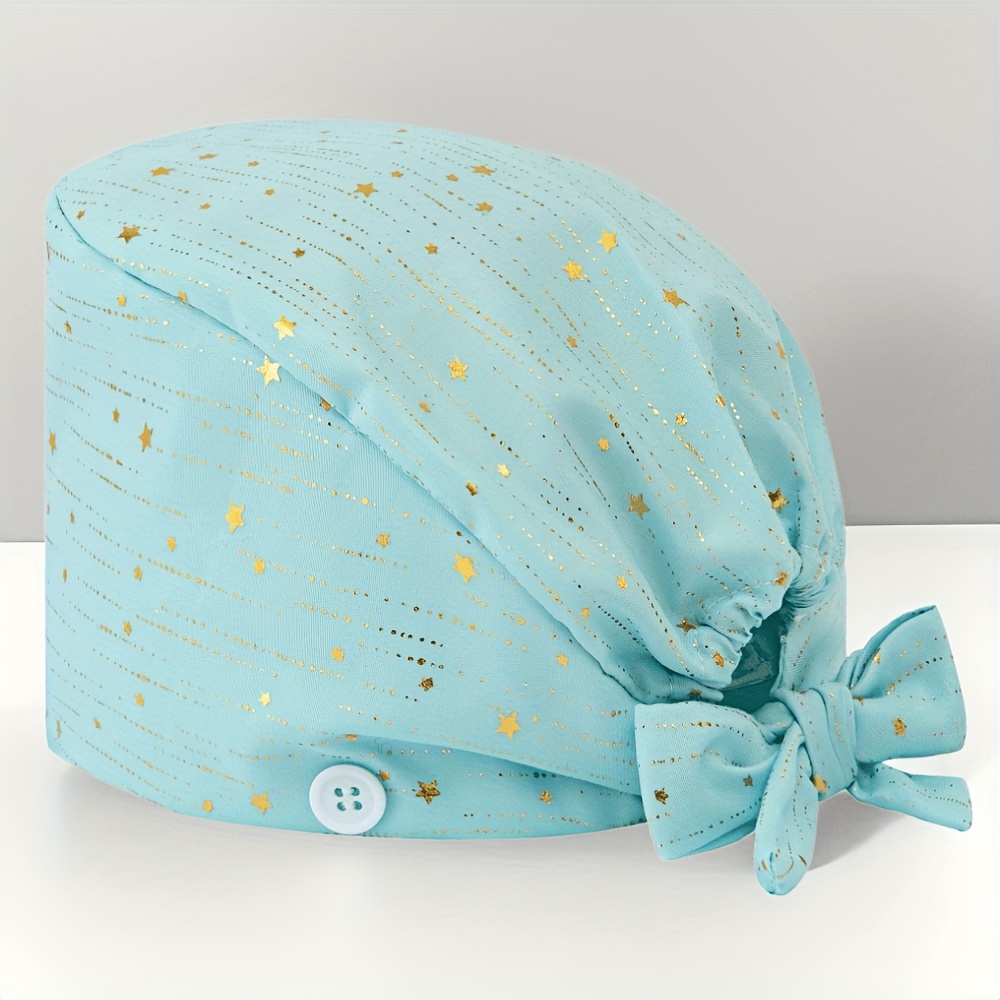 TEMU Un cappello da lavoro unisex regolabile con motivo a stella in , cappellino da infermiera senza visiera, con bottoni, assorbi-sudore e elastici,