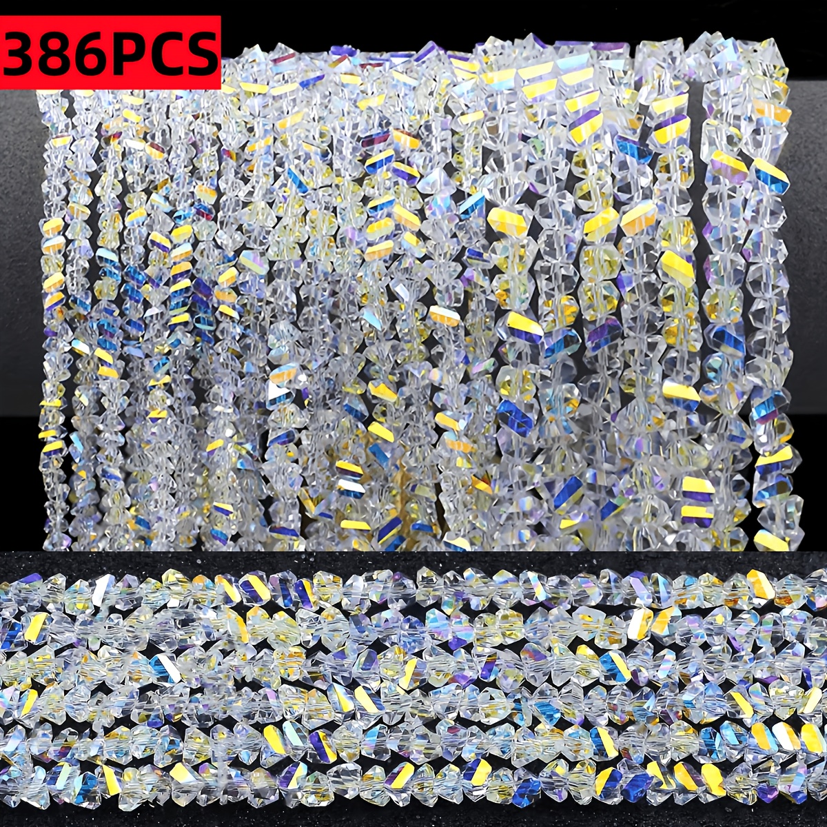 TEMU 386pcs Perles de verre AB blanches colorées de 4 mm, Fournitures de fabrication de bijoux, Perles et assortiments de perles, pour la fabrication