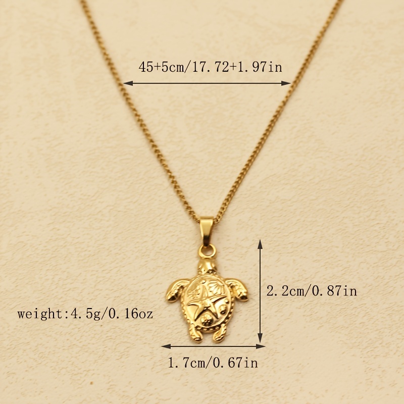 Unique Sea Turtle Pendant Necklace with Starfish Texture