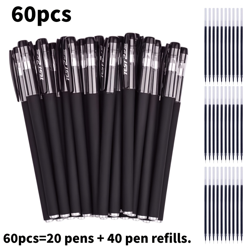 TEMU 60pcs Gp380 Executive Gel Pen Set - Includes 20pcs Pens And 40pcs Refills, Premium Smooth Writing Ballpoint Pens, Black Ink, Fashionable ,