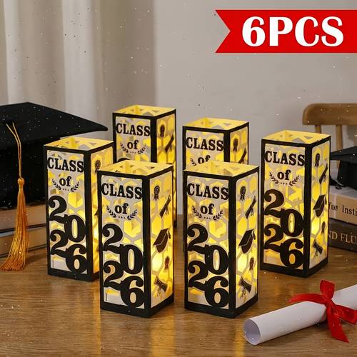 6pcs large graduation centerpieces decorations class of 2026 paper lantern boxes no electricity needed ideal for college and high school celebrations congrats grad graduation party decorations