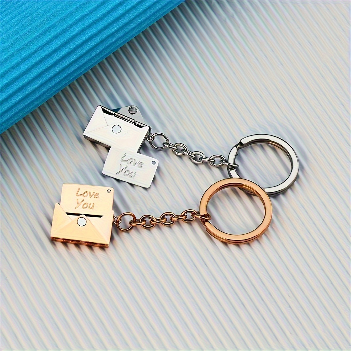 Engraved Love Letter Envelope Keychain, Custom Text